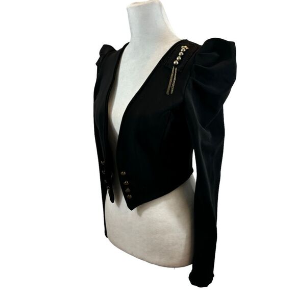 Ladies Vintage Bolero Style Puffed Shoulder Open Front Jacket Size Medium - Picture 5 of 11